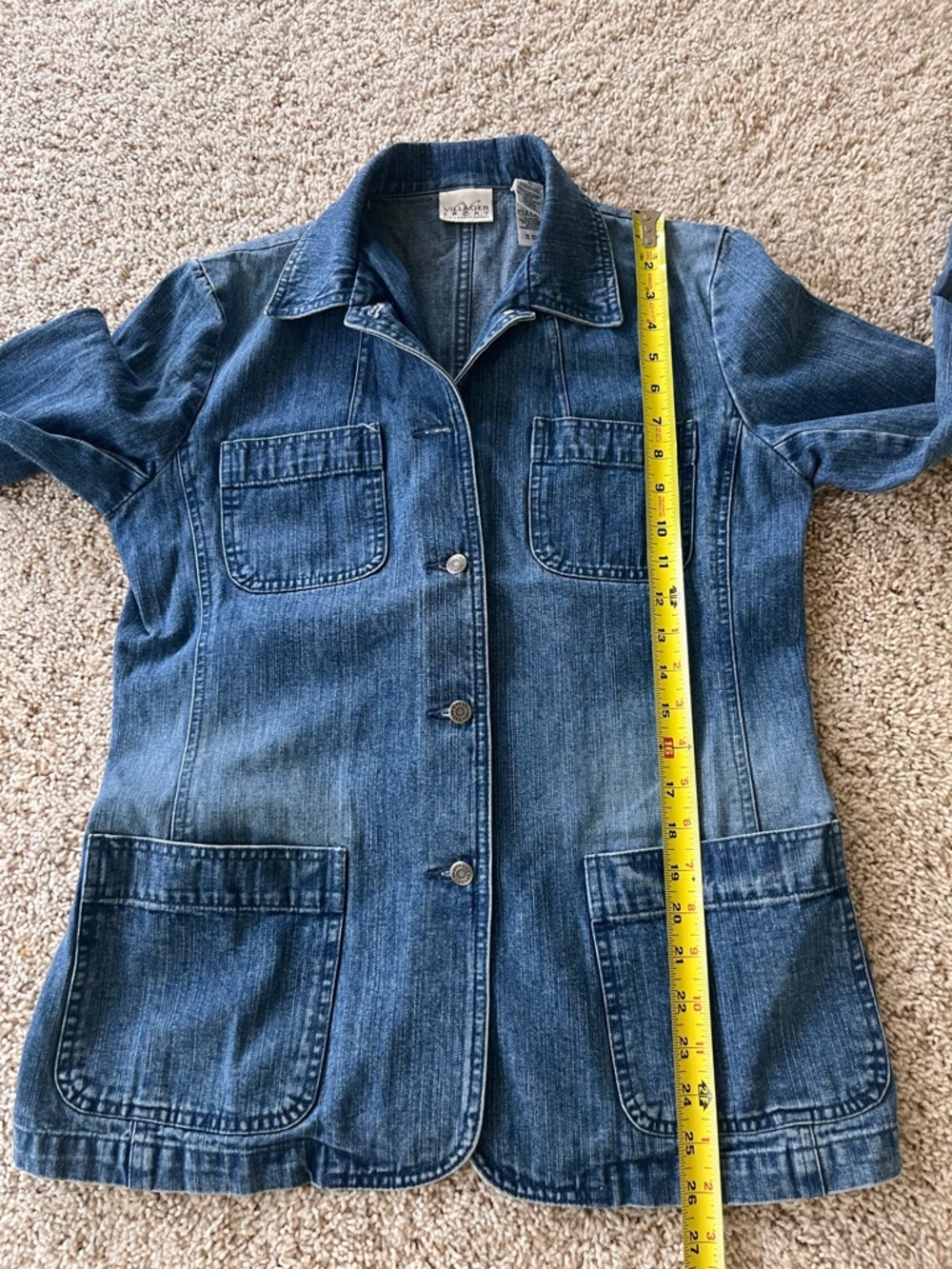 Liz Clairborn Vintage Womens Denim Jacket S/M 90s Y2K Chore Utility Barn Pockets - Picture 6 of 11